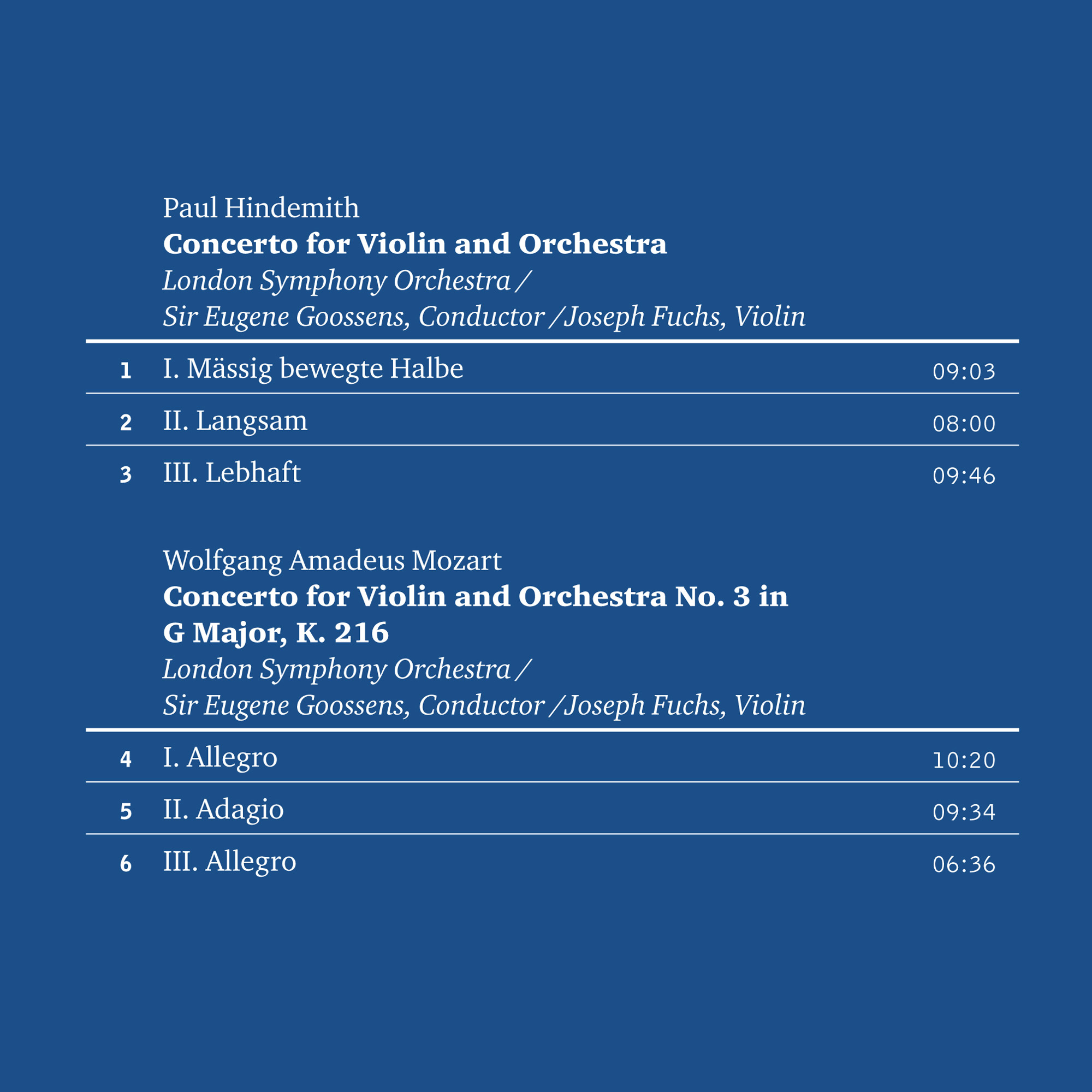 その他 Hindemith: Rudolf Hindemith ed [CD] Hindemith: Violin Concerto & Mozart: Violin Concerto No. 3